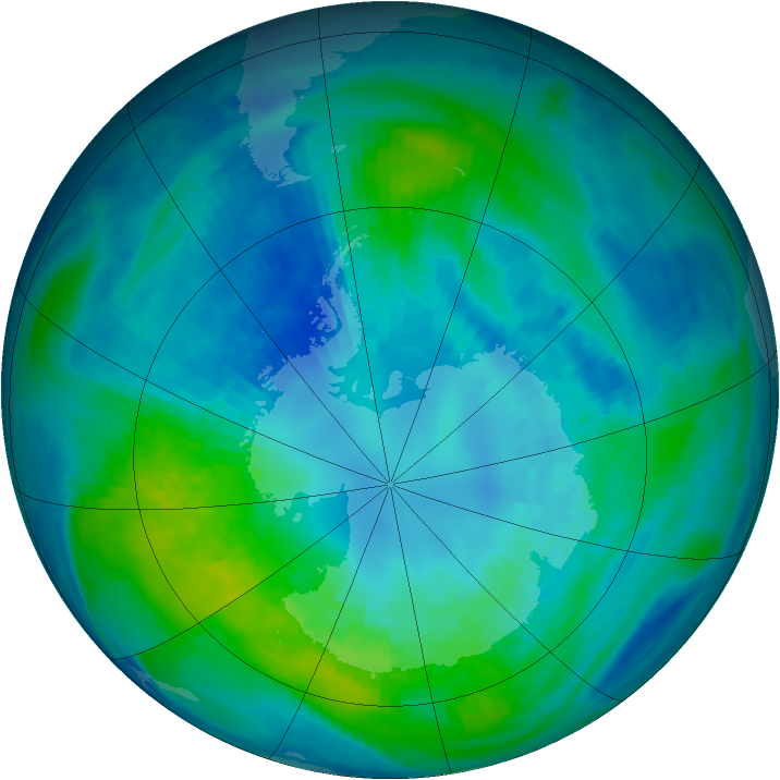 Antarctic ozone map for 10 April 1988